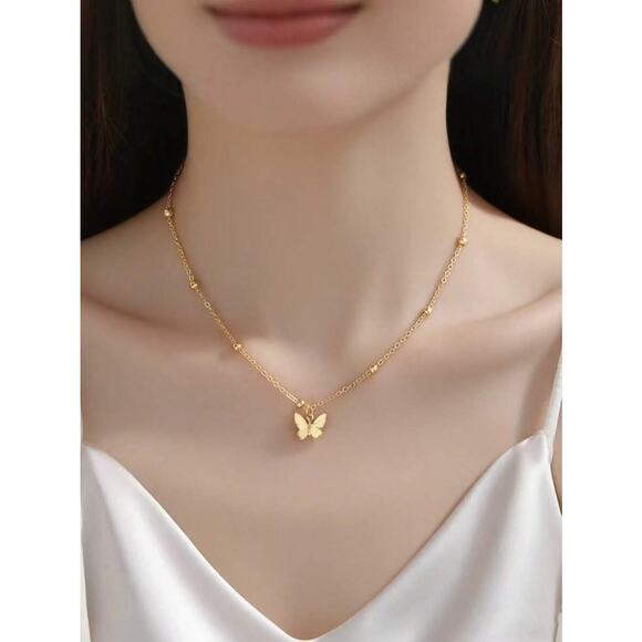 Elegant, Chic, Dainty Butterfly Necklace & Statement Body Chain [One Size] - Picture 2 of 4